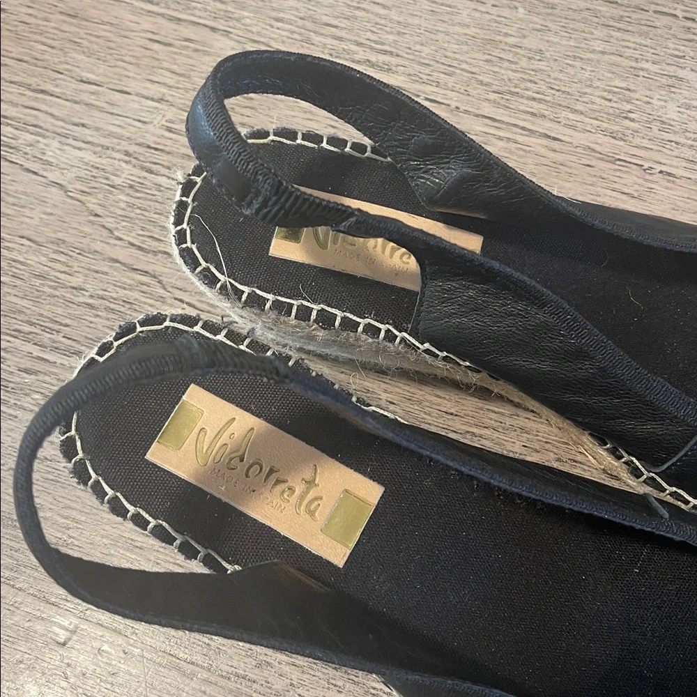 VIDORRETA SLING BACK BLACK LEATHER‎ SANDALS size EU 39